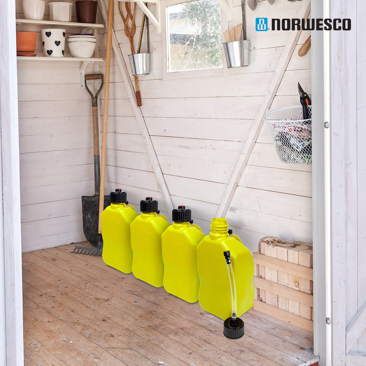 Bushman 4 Pack U-Jug Storage Jug, Portable Plastic Container, 5.5 Gal, Yellow