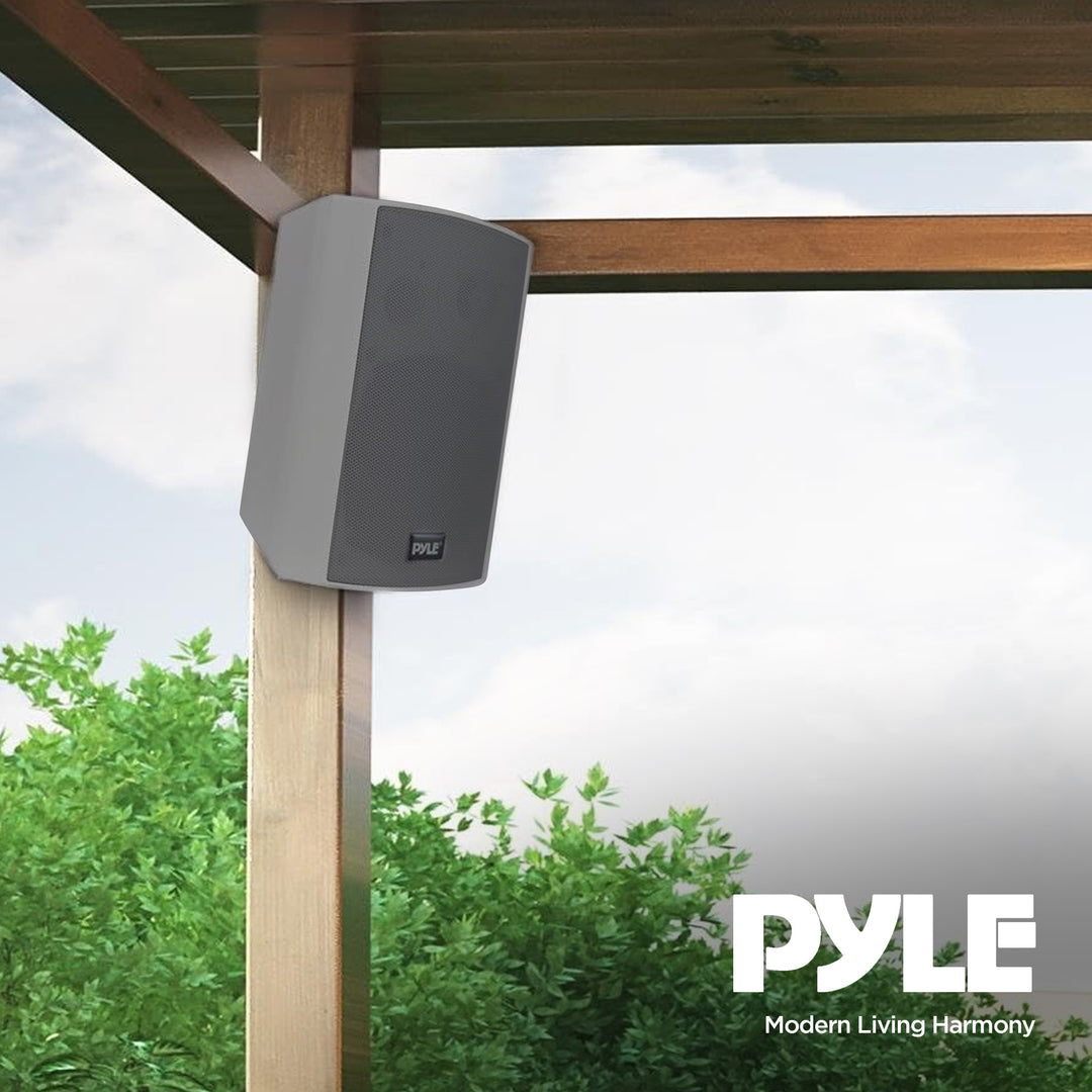 Pyle 6.5" Wireless Bluetooth Wall Mount Speaker System for Indoor Outdoor Use, Gray