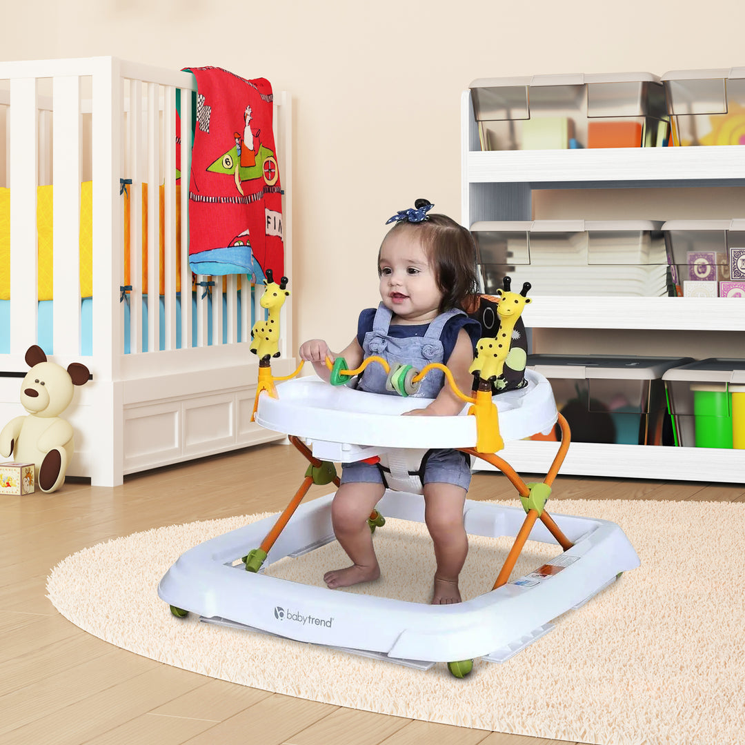 Baby Trend Foldable Activity Walker w/ Tray & Removable Toy Bar, Safari Kingdom