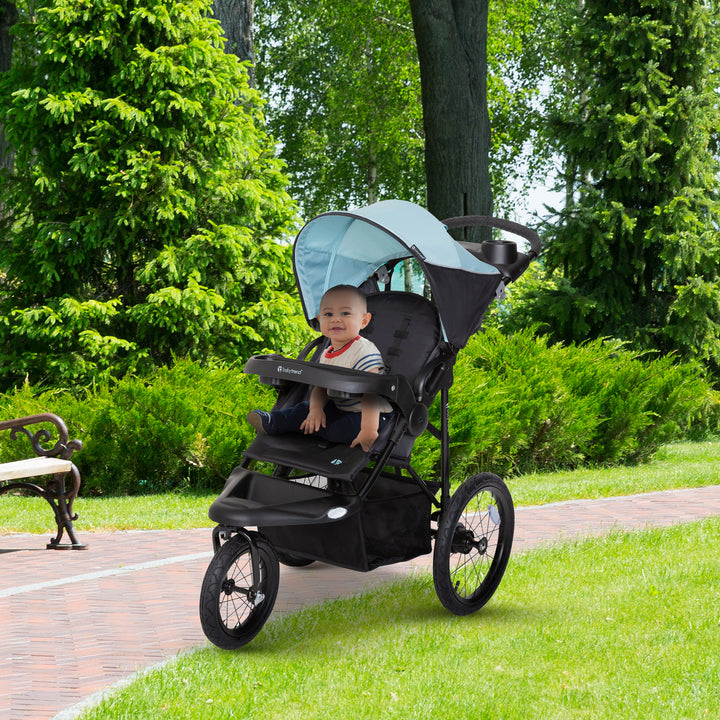 Baby Trend XCEL-R8 Compact Jogger Stroller with Reclining Seat, Desert Blue