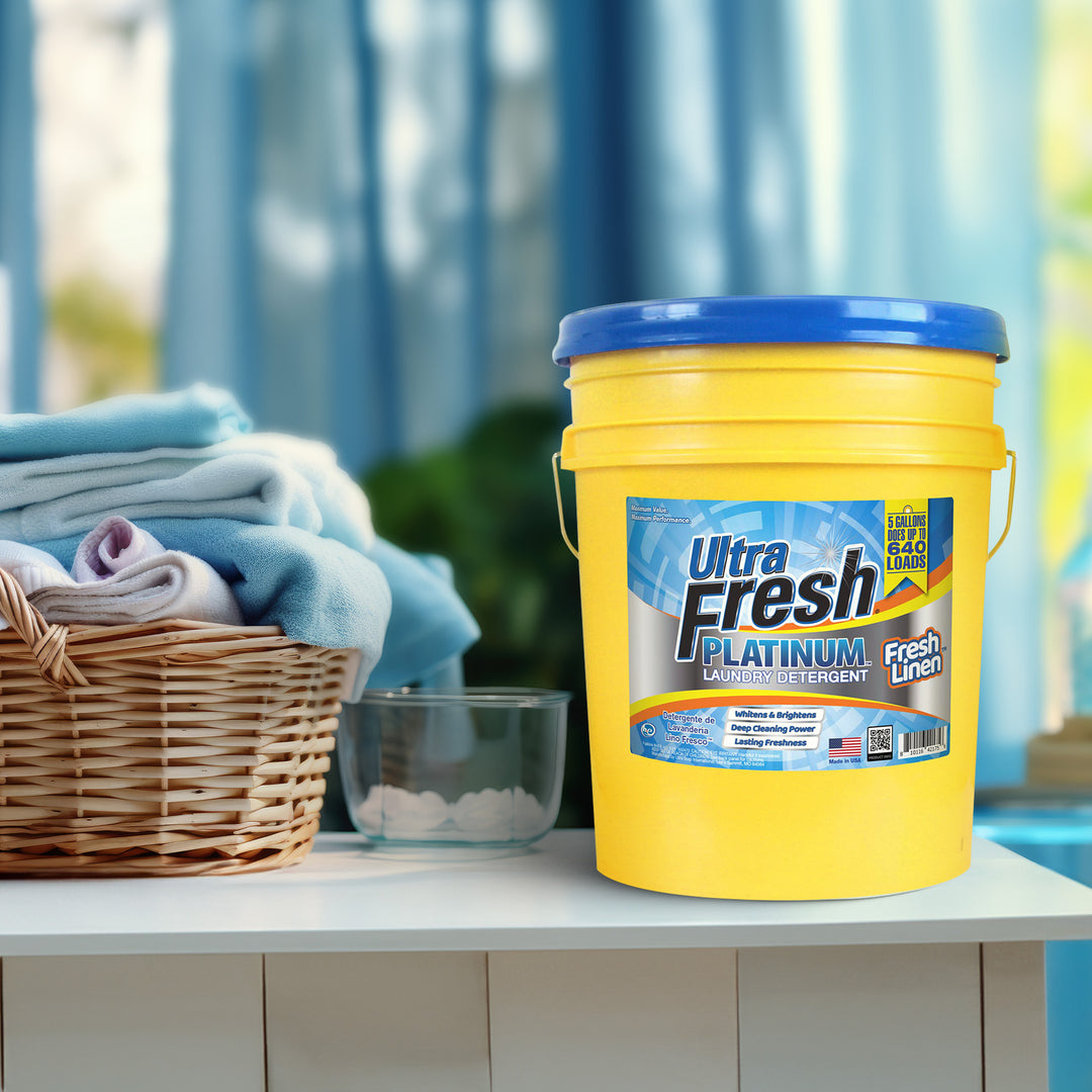 Ultra Fresh Platinum 5 Gal Laundry Detergent, Up to 640 Loads, Fresh Linen Scent