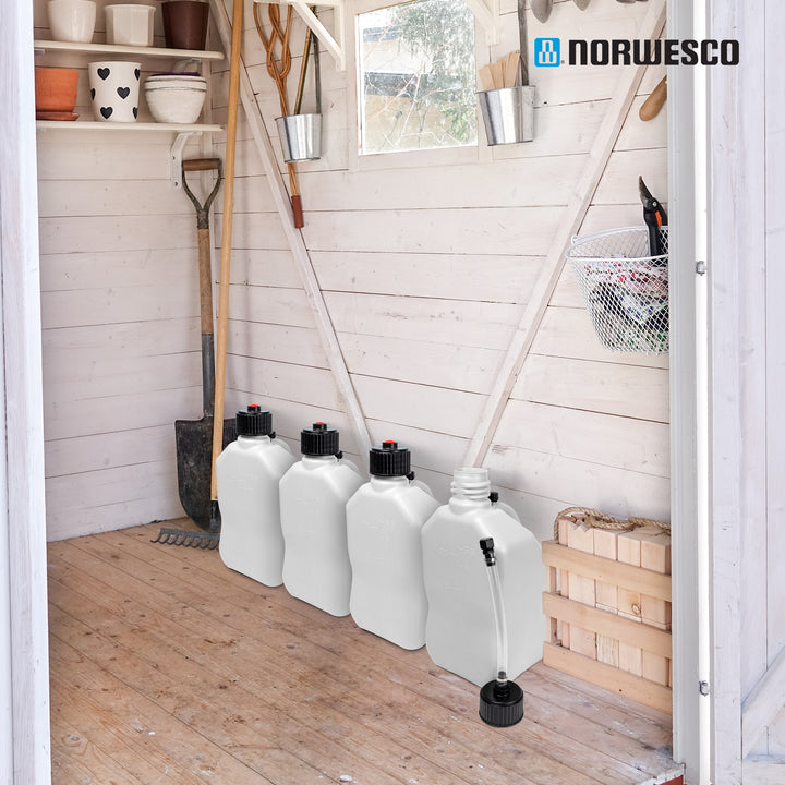 Bushman 4 Pack U-Jug Storage Jug, Portable Plastic Container, 5.5Gal, White