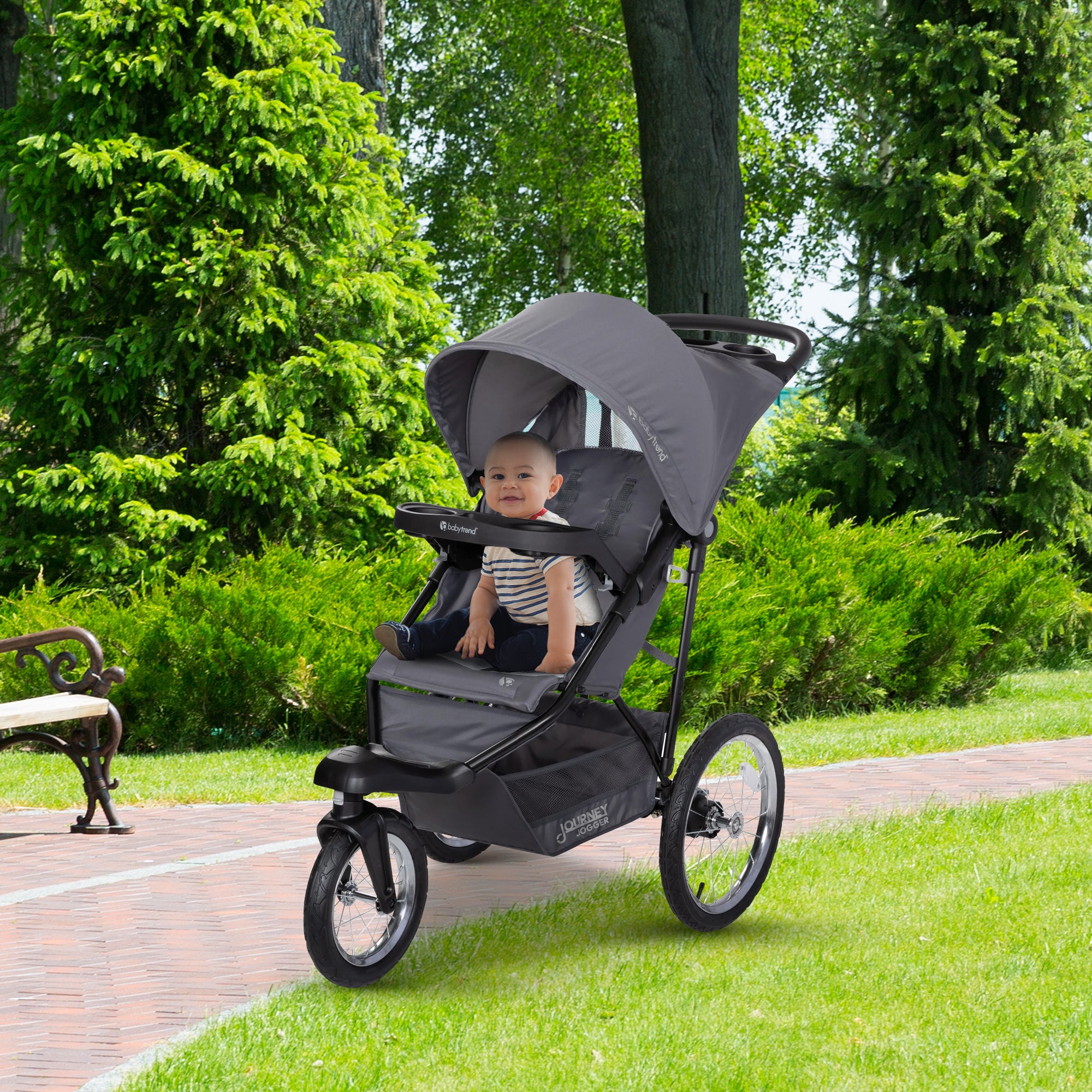 Baby Trend Travel Stroller with Seat, Locking Swivel Wheel, Journey Jogger, Grey - VMInnovations
