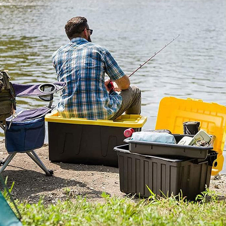 Homz Durabilt 15 Gallon Stackable Home Storage Container Lidded Tote Bin, 6 Pack