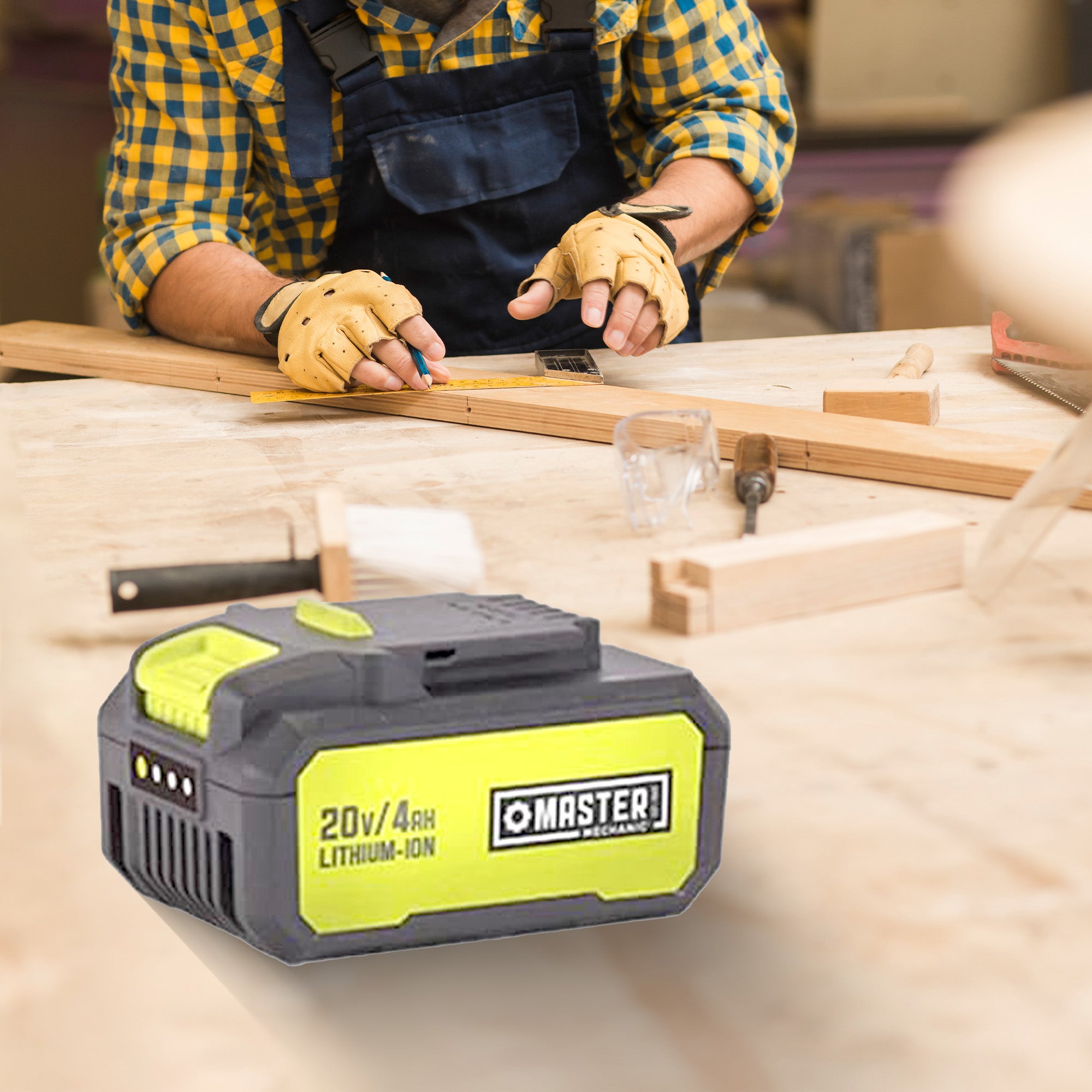 Master Mechanic 20 Volt Lithium Ion Rechargeable Tool Charging Battery, Green - VMInnovations