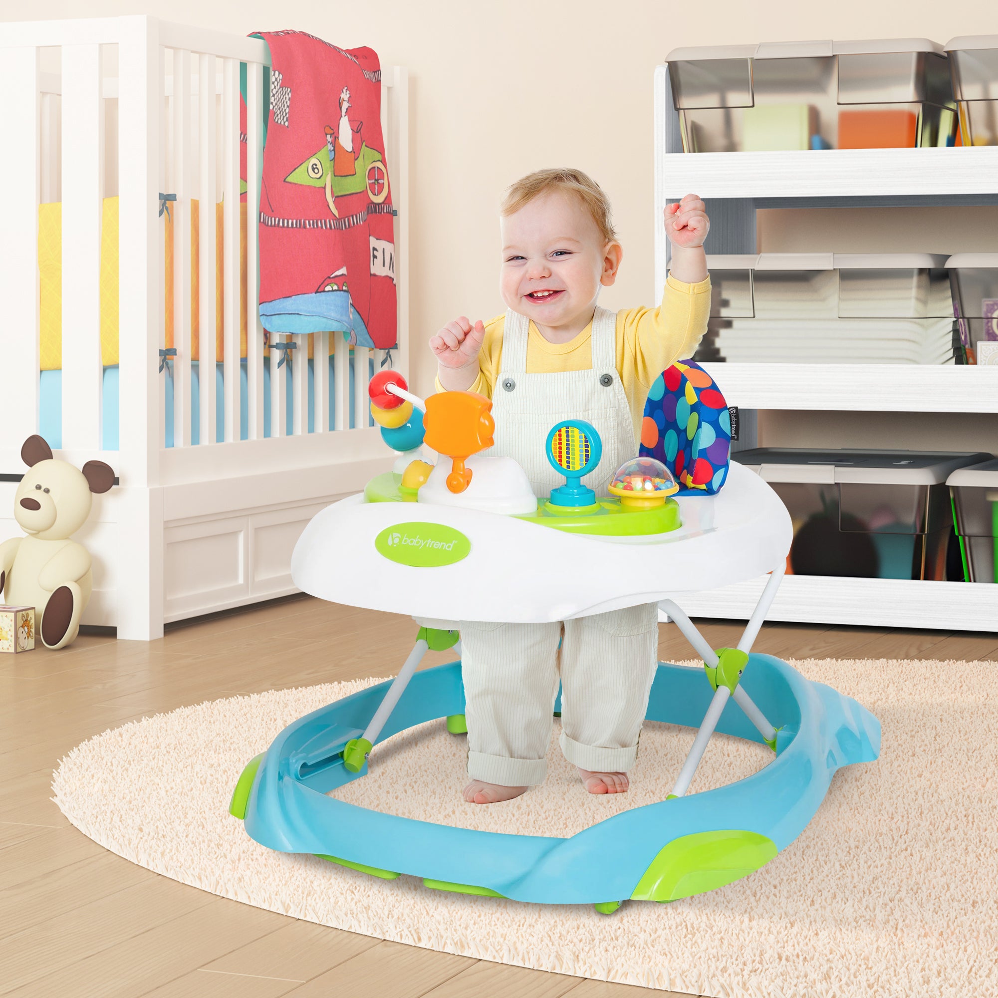 Baby Trend Orby Activity Walker with Removable Toy Tray, Lights & Sounds, Aqua - VMInnovations