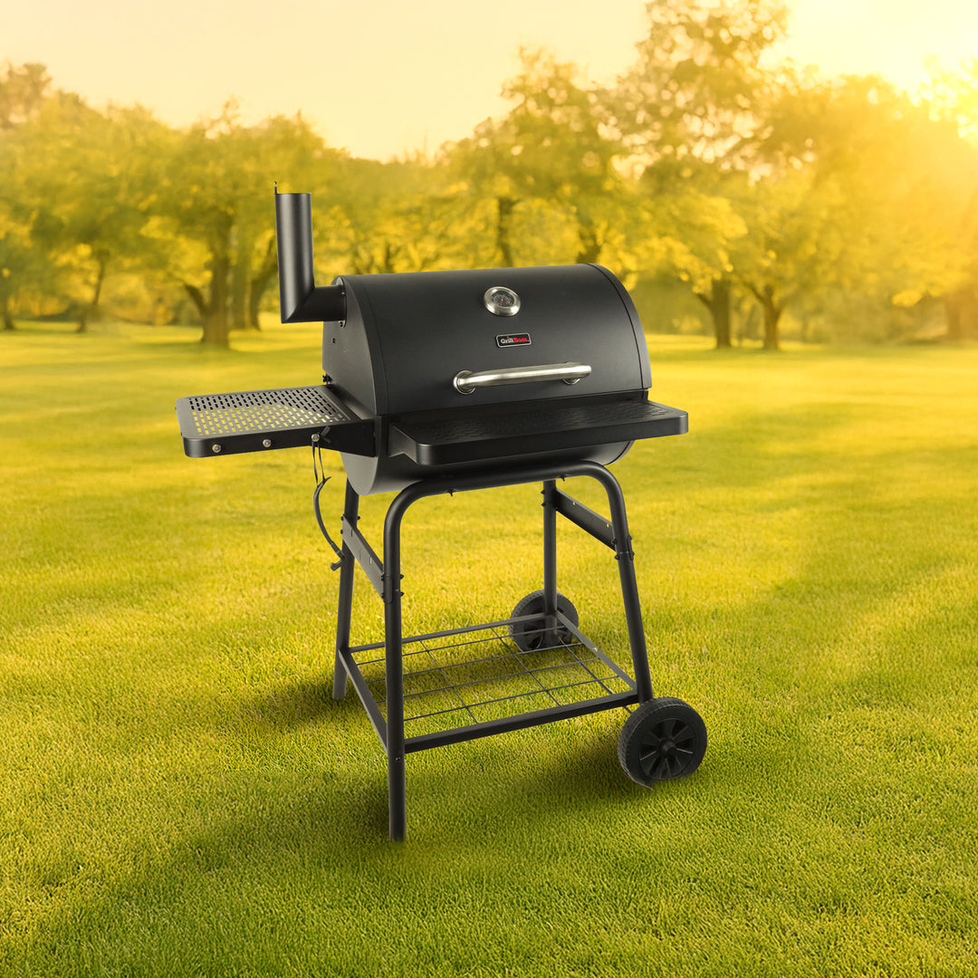 Grill Boss 23" Charcoal Barrel Grill, Adjustable Grate Large Cooking Area, Black