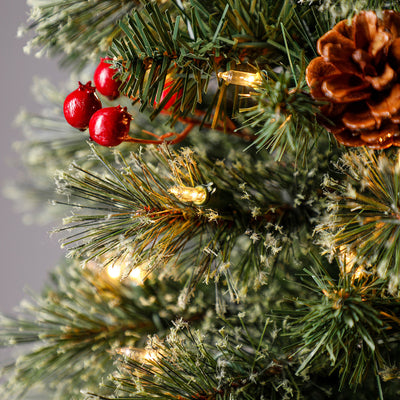 Home Heritage 5ft Cashmere Tree w/ Lights, Pinecone, and Red Berry (Open Box) - VMInnovations