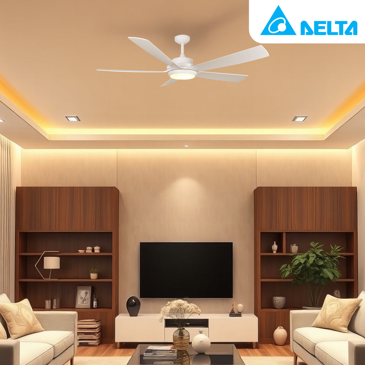 Delta Breez Pleasanton 60" Ceiling Fan w/ LED, Remote, Indoor/Outdoor, Open Box) - VMInnovations