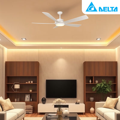 Delta Breez Pleasanton 60" Ceiling Fan with LED, Remote, Indoor/Outdoor, White - VMInnovations