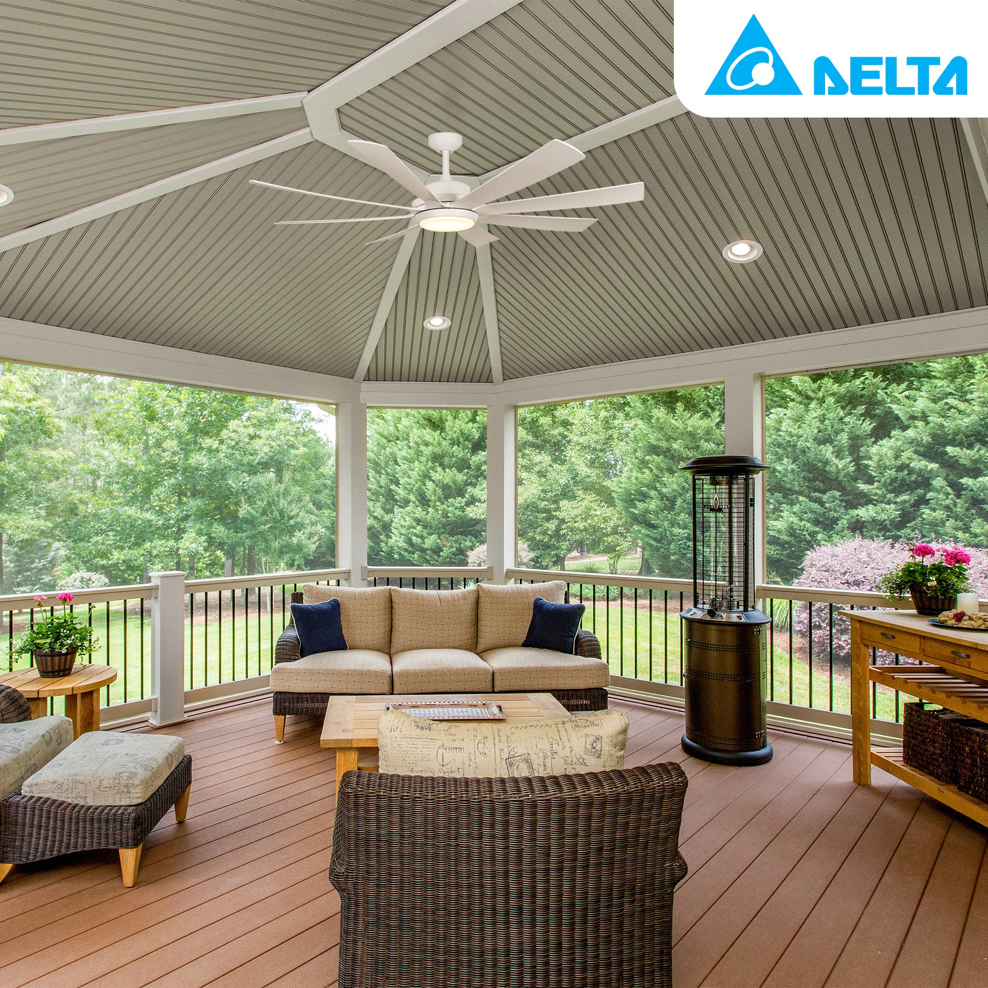 Delta Breez Rio Vista 60" Ceiling Fan with LED, Remote, Indoor/Outdoor, White - VMInnovations