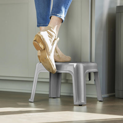 Gracious Living 9.5-Inch Single Level One Step Bathroom Stool, Gray (Open Box) - VMInnovations