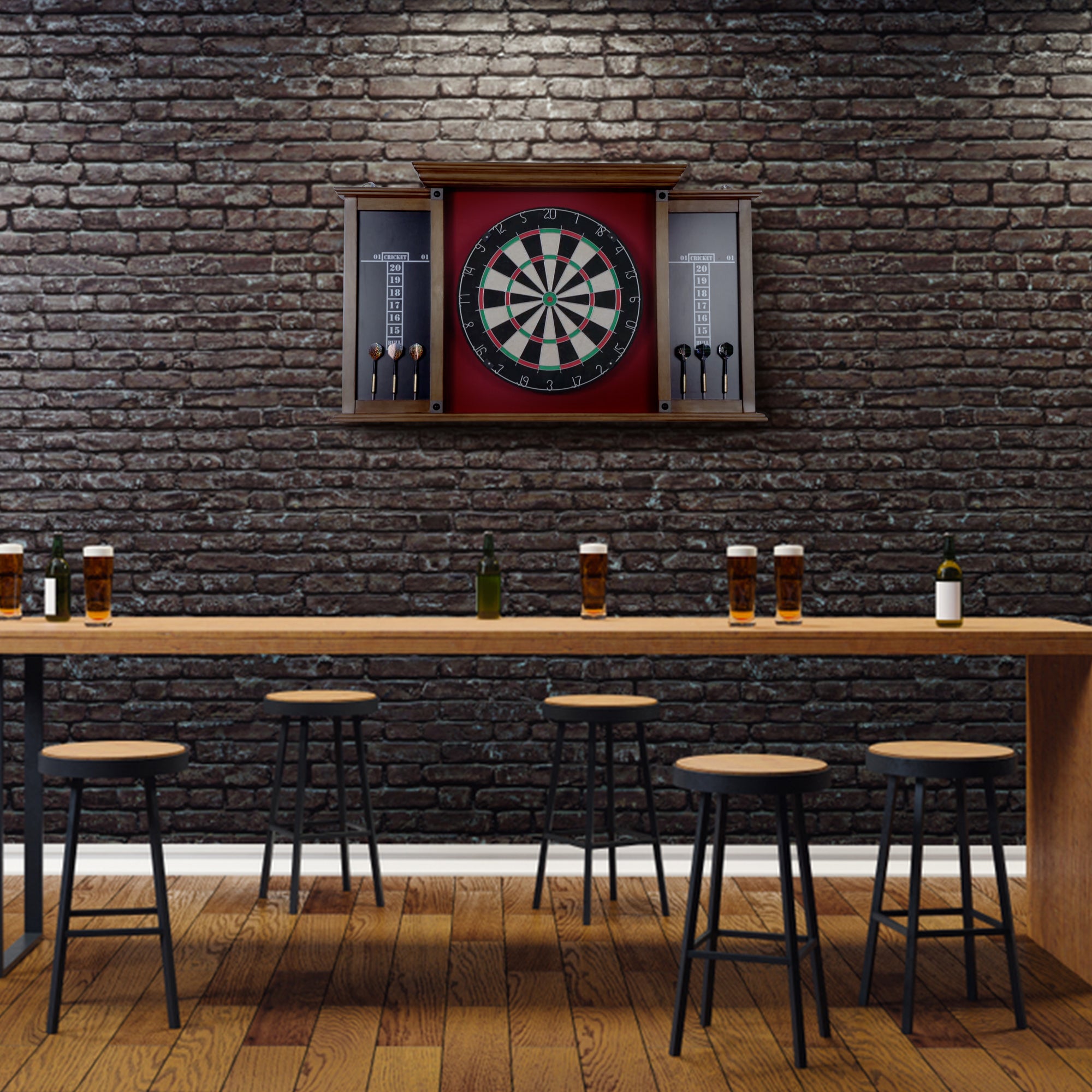 Barrington Billiards 18" Premium Dartboard Cabinet Set with Darts (Open Box) - VMInnovations