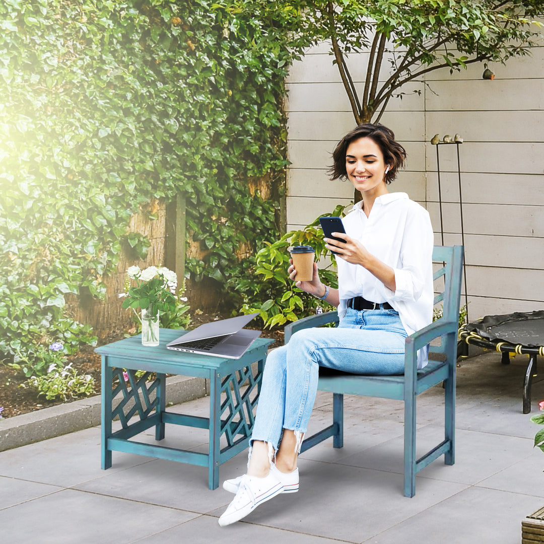 Four Seasons Courtyard 18 Inch Distressed Hardwood Portland Patio End Table