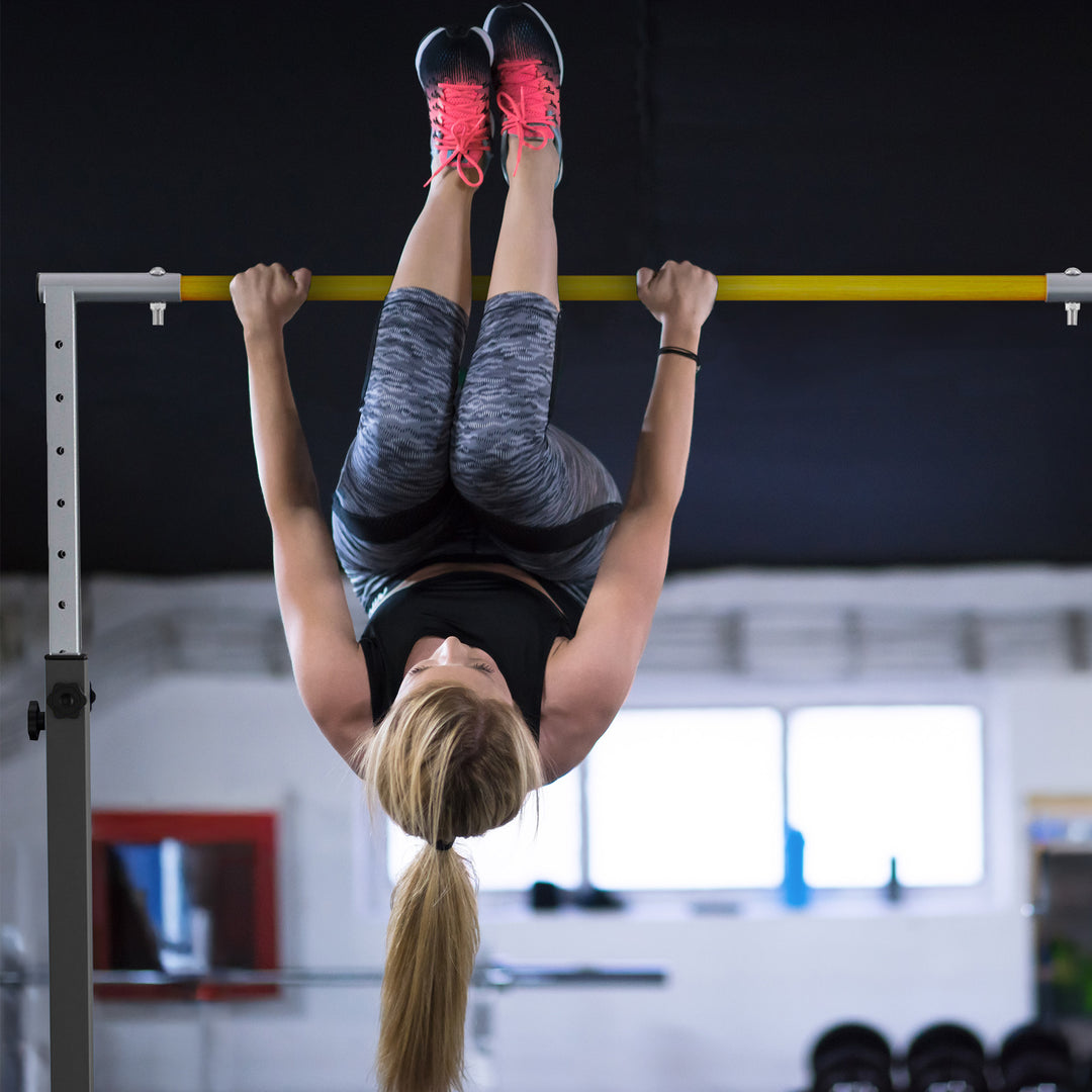 BalanceFrom Fitness 120" x 48" Exercise Mat & Adjustable Gymnastics Bar, Black