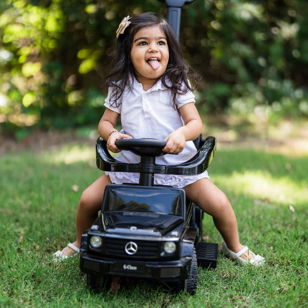 Best Ride On Cars Kids Stroller Mercedes G-Wagon 3in1 Push Car, Black(For Parts)