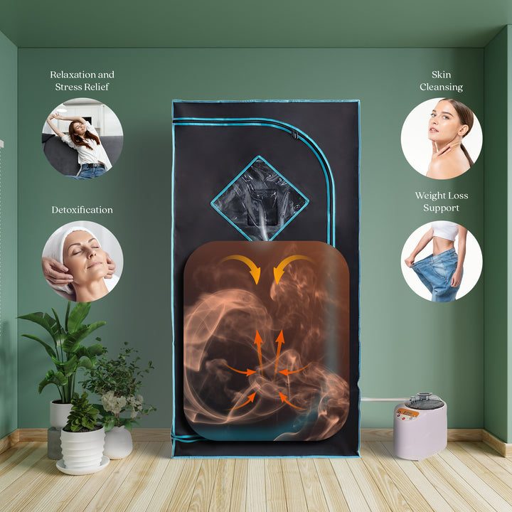 JOMEED 35"x35" Portable Zip Sauna w/Chair for Home Relaxation, Black (Open Box) - VMInnovations