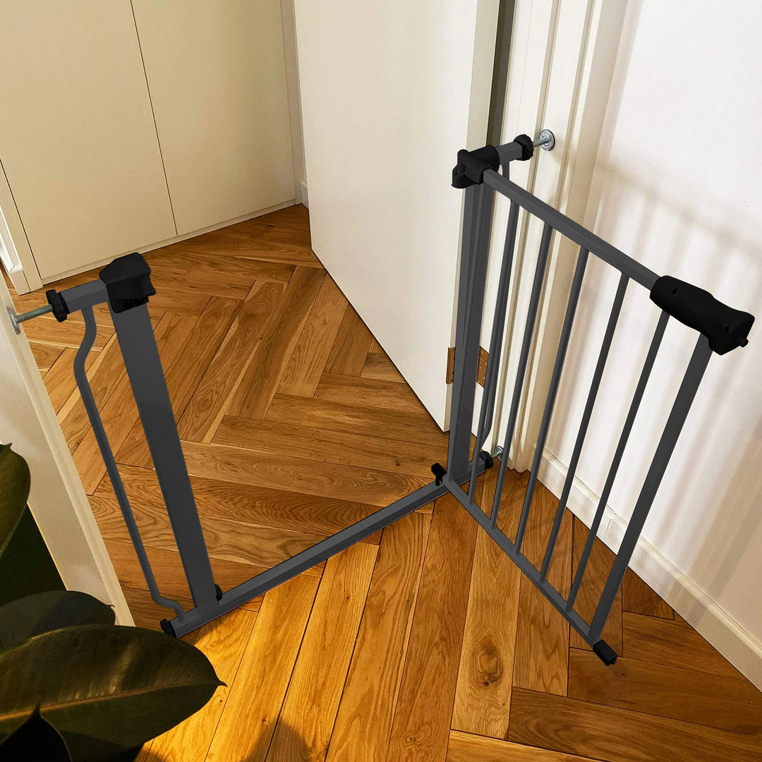 BalanceFrom Walk-Thru Safety Gate for Baby and Pets, 29.1-33.8"W, 30"H, Graphite