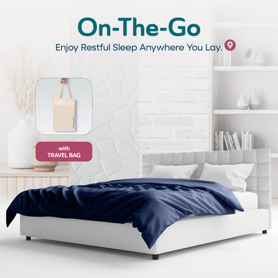 Sleepgram Supima 400 Thread Count Duvet Cover w/Travel Bag, Twin, Blue(Open Box) - VMInnovations