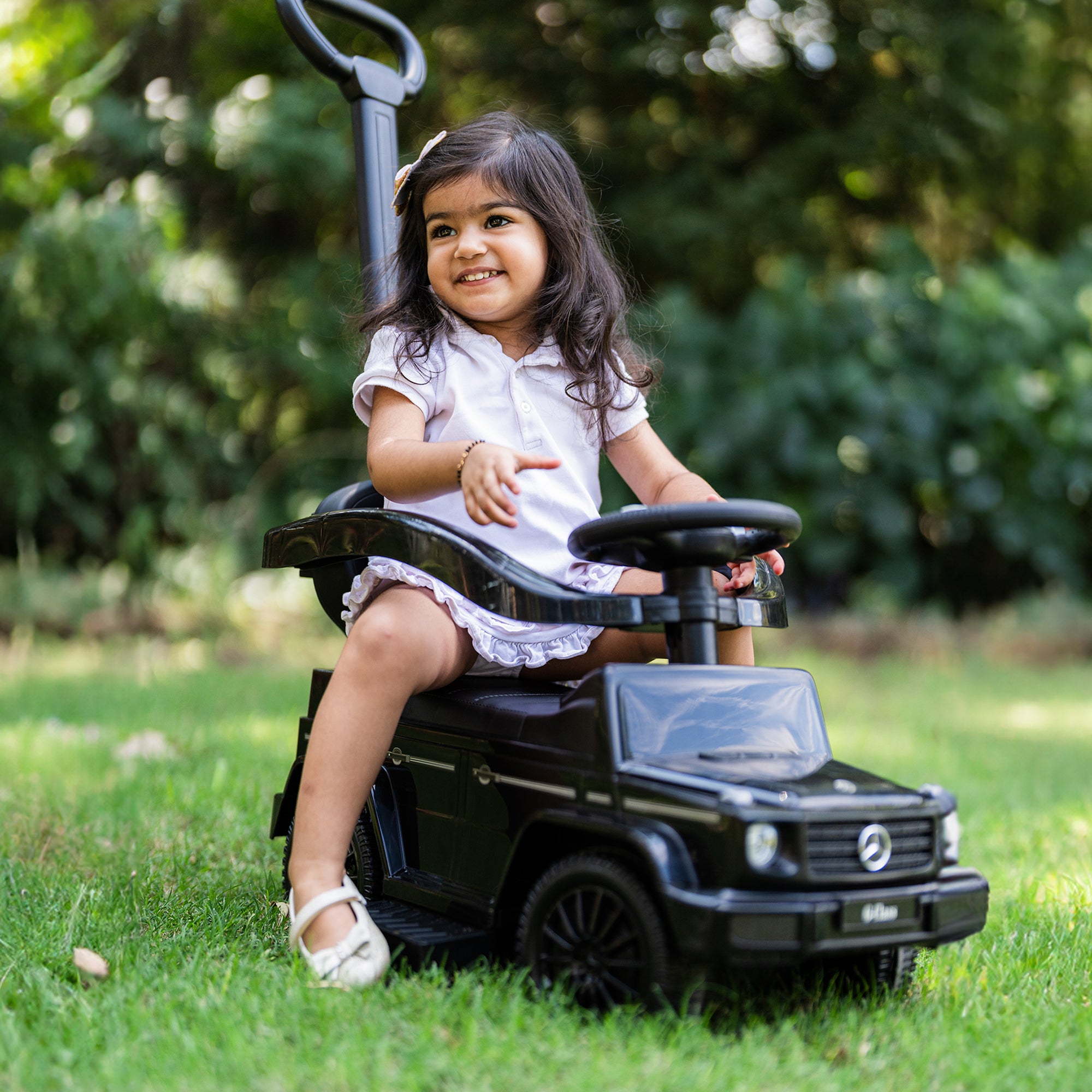 Best Ride On Cars Kids Outdoor Stroller Mercedes G-Wagon 3 in 1 Push Car, Black