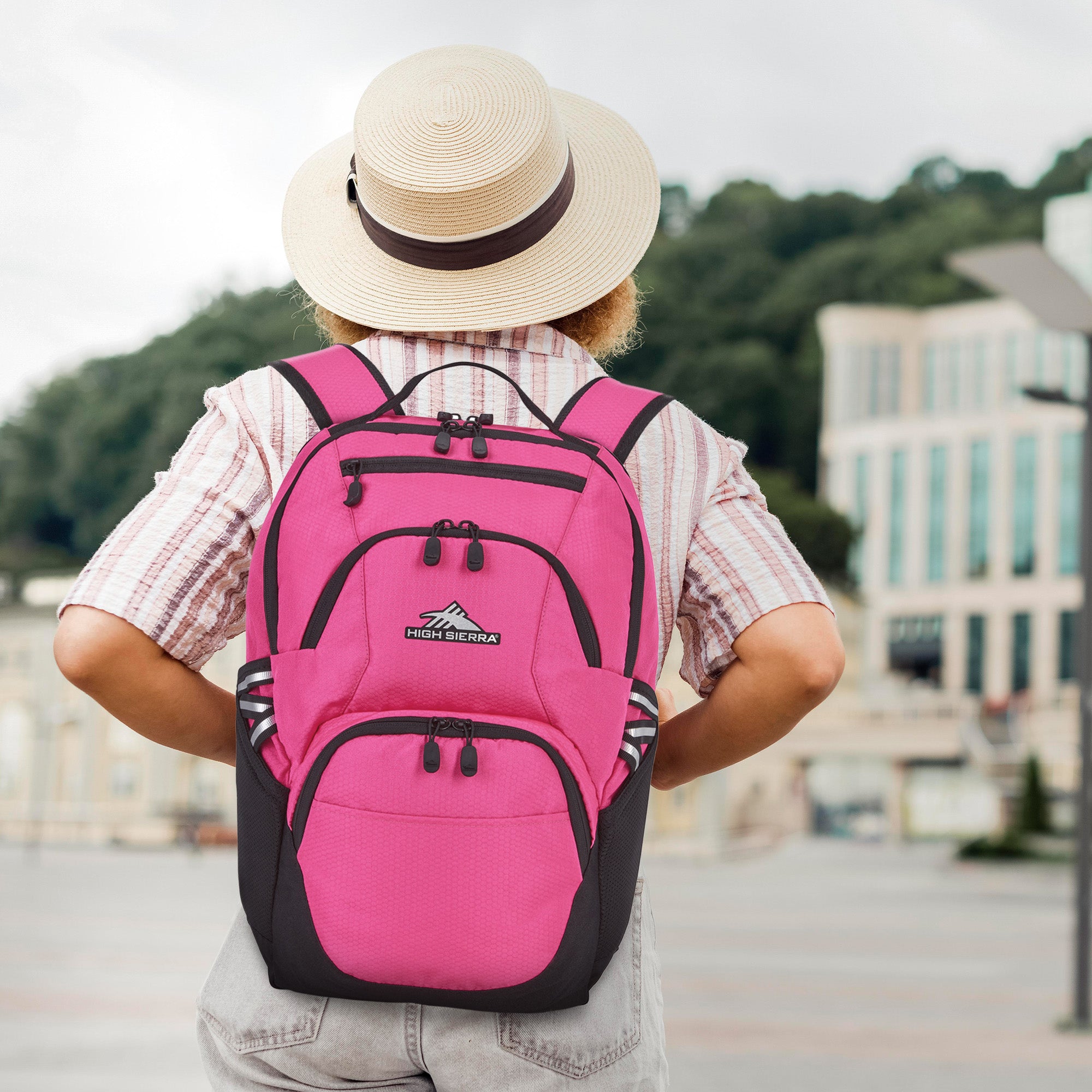 High Sierra Swoop Backpack, Bookbag Fits most 17” Laptops, Flamingo (Open Box) - VMInnovations