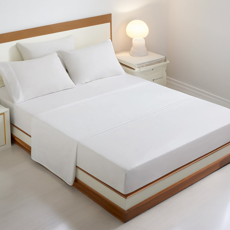 Sleepgram Viscose from Bamboo Twin Bed Sheet Set w/2 Pillowcases,White(Open Box)