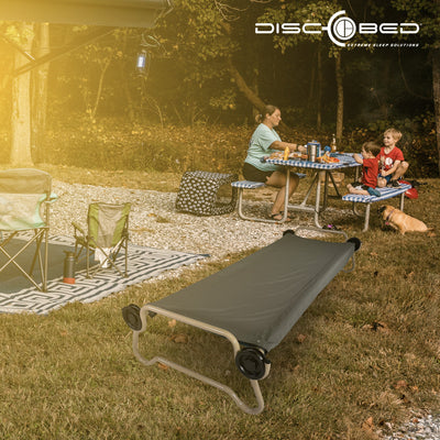 Disc-O-Bed L/XL Cot Sheet for Portable Folding Bed Systems and Camping, Grey