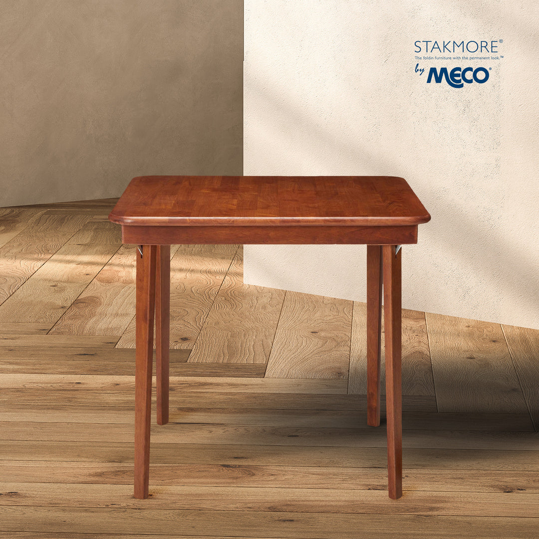 MECO Stakmore Classic Straight Edge Solid Wood Folding Card Table, Cherry Frame