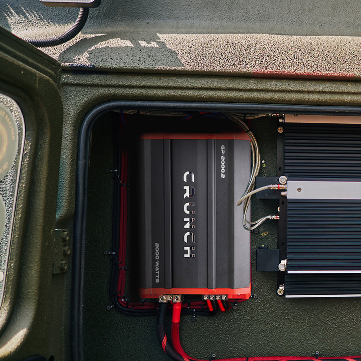 Crunch 2,000 Watt Adjustable 12dB Ground Pounder Car Amplifier, GP-2000.2, Black - VMInnovations