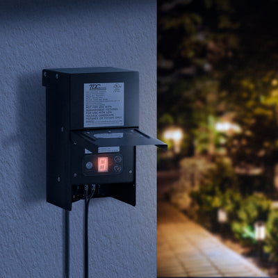 Fusion 300 Watts Low Voltage Stake Light Transformer with Built-In Timer, Black - VMInnovations