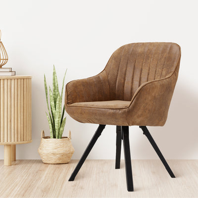 JOMEED Cushioned Swivel Armchair with Rubberwood Legs, Brown (Used) - VMInnovations