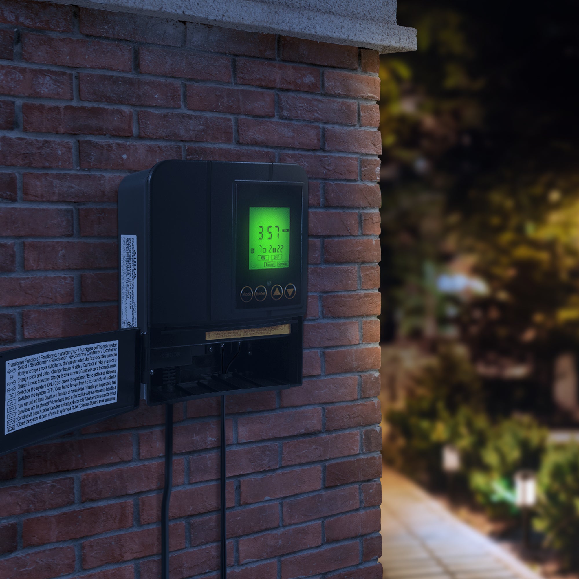 Fusion Low Voltage Outdoor LED Lighting Transformer with Timer, 50 Watt, Black - VMInnovations
