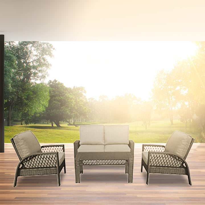 Four Seasons Courtyard Coral Bay 4 Piece Deep Seating Set with Cushioned Chairs - VMInnovations