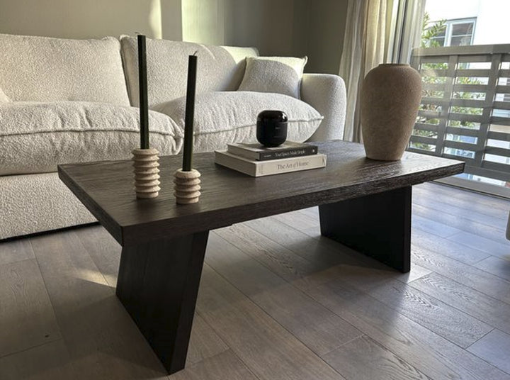 MARCELLA CONTEMPORARY WOODEN COFFEE TABLE IN AGED BROWN