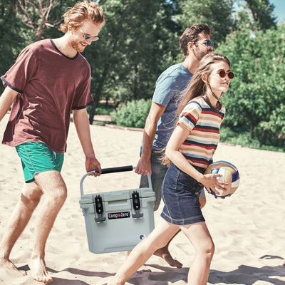 CAMP-ZERO 10 Liter 10.6 Quart Lidded Cooler with 2 Molded In Cup Holders, Sage - VMInnovations
