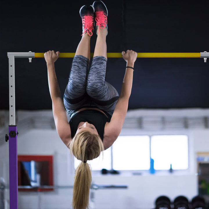 BalanceFrom Fitness 120" x 48" Exercise Mat & Adjustable Gymnastics Bar, Purple - VMInnovations