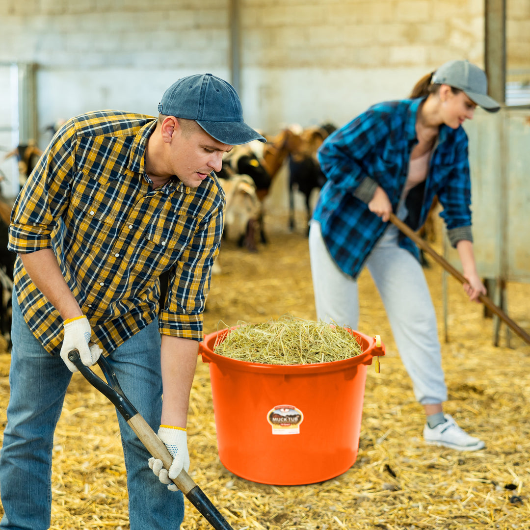 Little Giant 70 Quart Durable and Versatile Utility Muck Tub w/Handles, Orange - VMInnovations