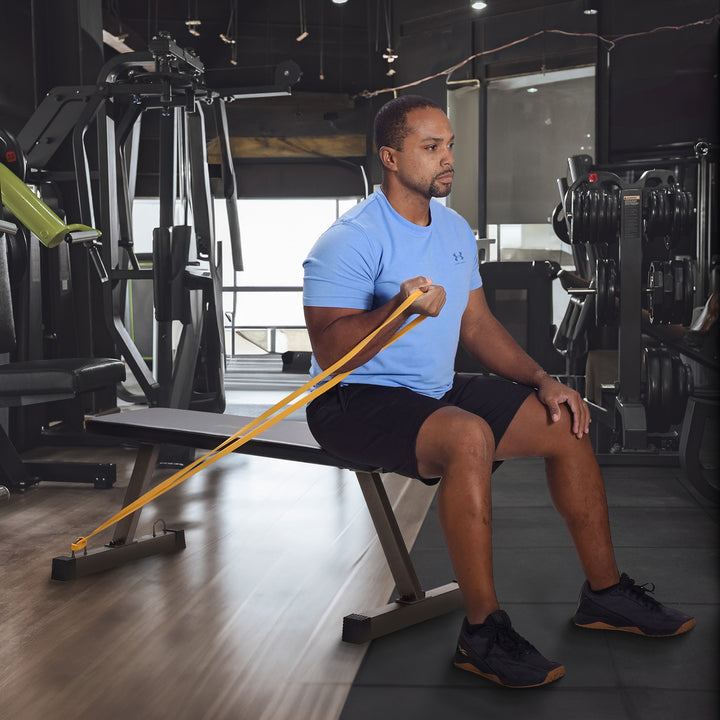 HolaHatha 300 Pound Capacity Foam Padded Flat Barbell Bench w/Steel Frame, Black