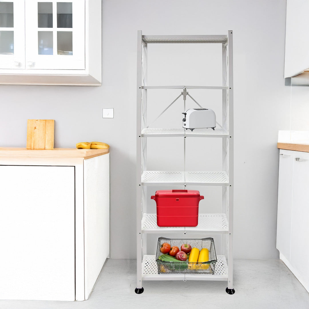 Origami 2 Pack 6 Shelf Open Styled Organizational Deco Rack Bookshelf, White - VMInnovations