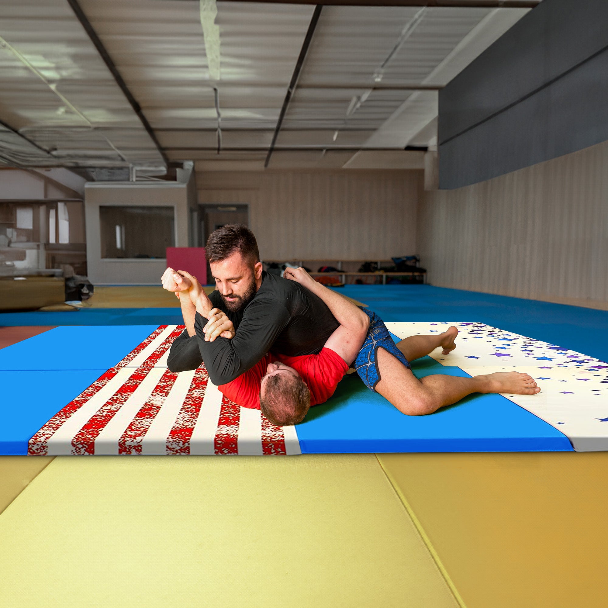 BalanceFrom Fitness 120"x48" All Purpose Exercise Mat, Star/Stripe (Open Box) - VMInnovations