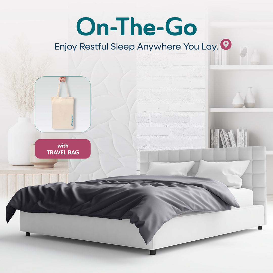 Sleepgram Supima 400 Thread Count Cotton Duvet Cover and Travel Bag, Queen, Grey - VMInnovations