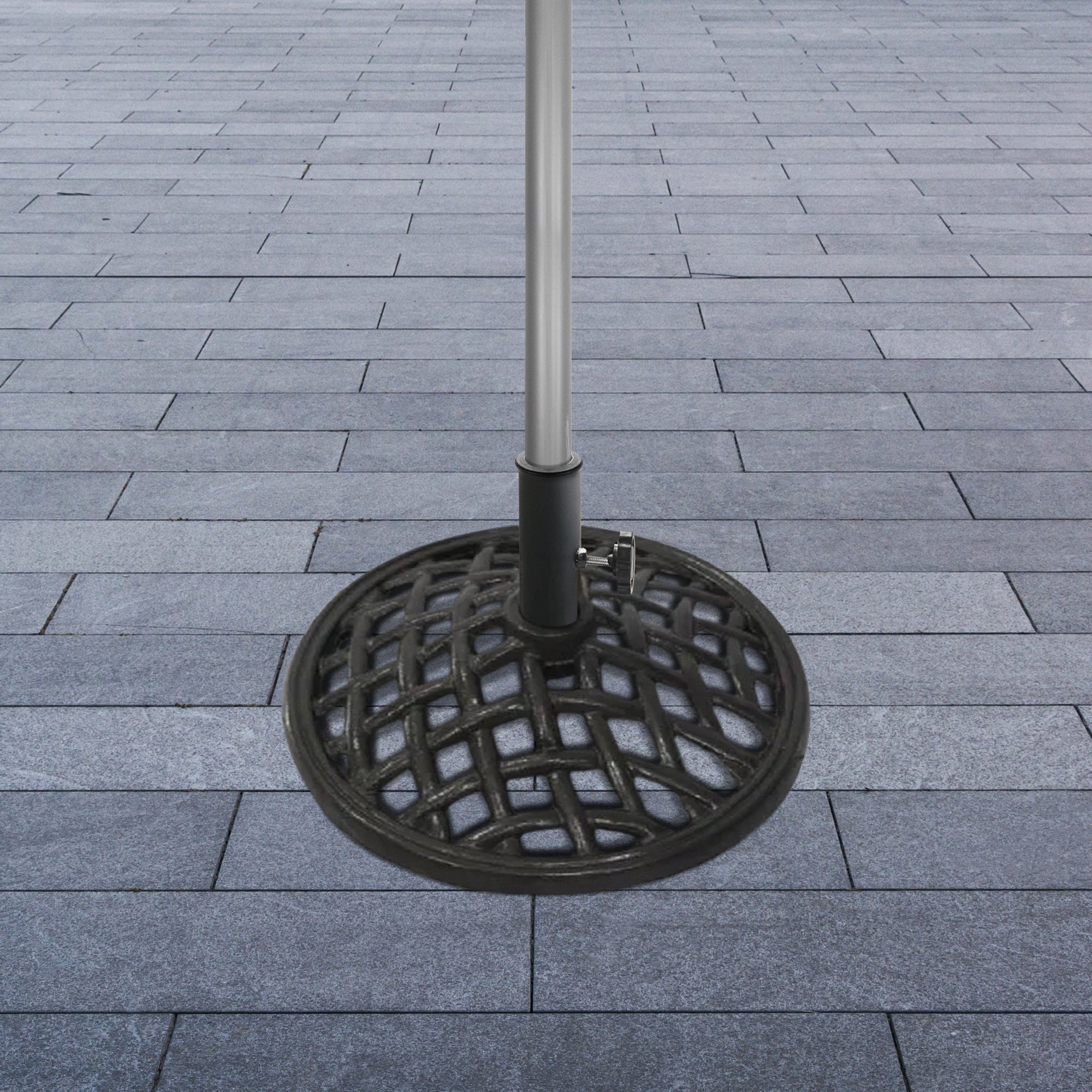 Four Seasons Courtyard Norwalk 19” Cast Iron Umbrella Holder Base, Black (Used) - VMInnovations
