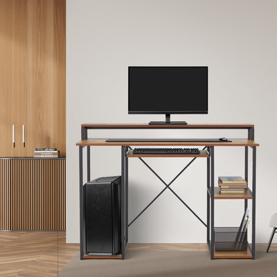 JOMEED Computer Desk with Monitor Shelf for At-Home Office Space, Brown/Black - VMInnovations