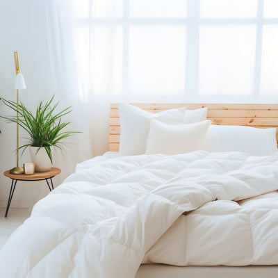 Sleepgram King Sized Lightweight Embroidered Cotton Comforter, White (Used)