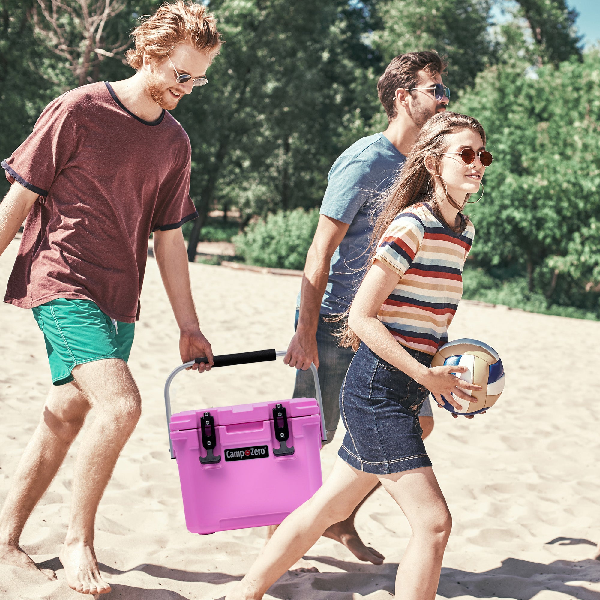 CAMP-ZERO 10 Lt 10.6 Qt Lidded Cooler w/2 Molded In Cup Holders, Pink (Open Box) - VMInnovations