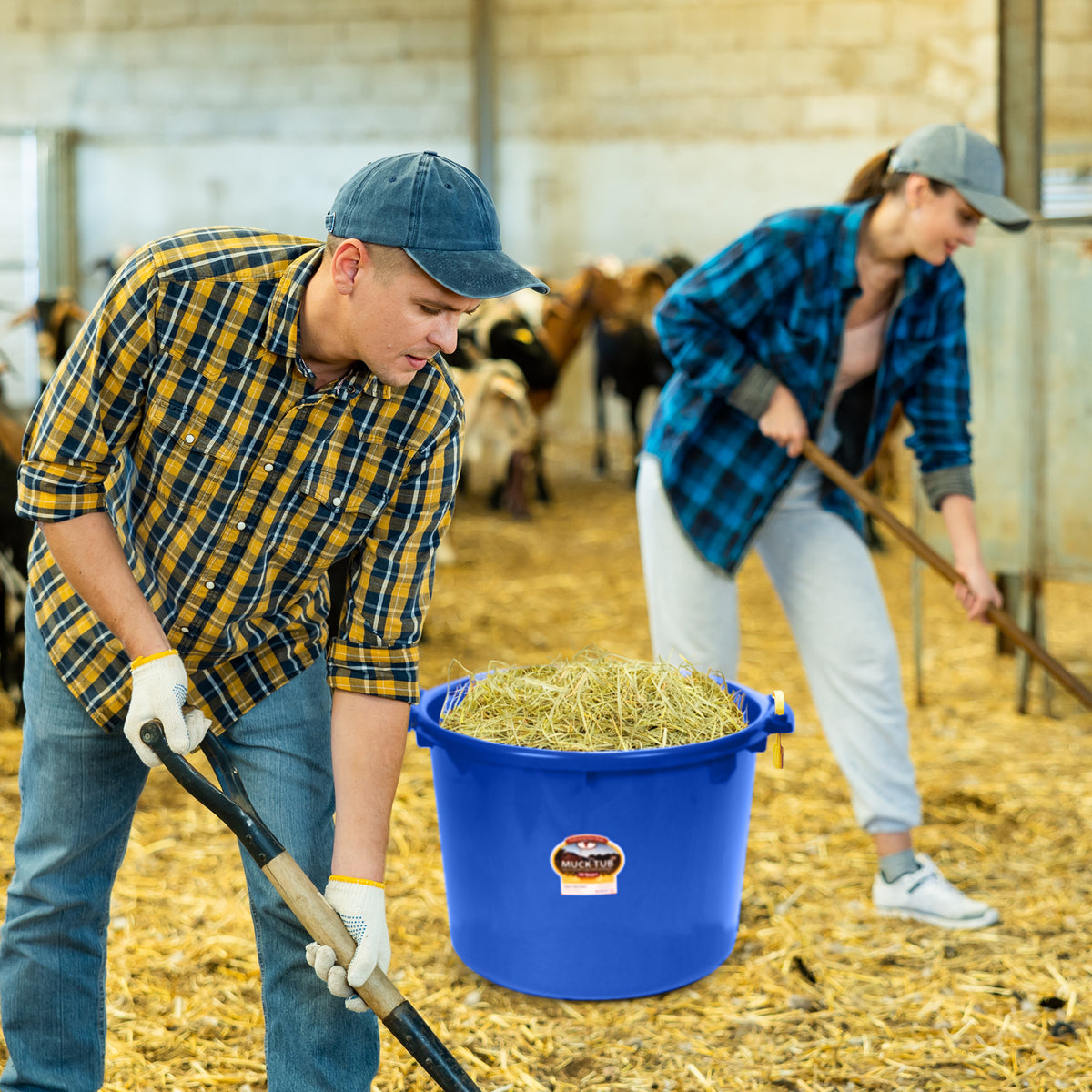 Little Giant 70 Quart Durable and Versatile Utility Muck Tub w/Handles, Blue