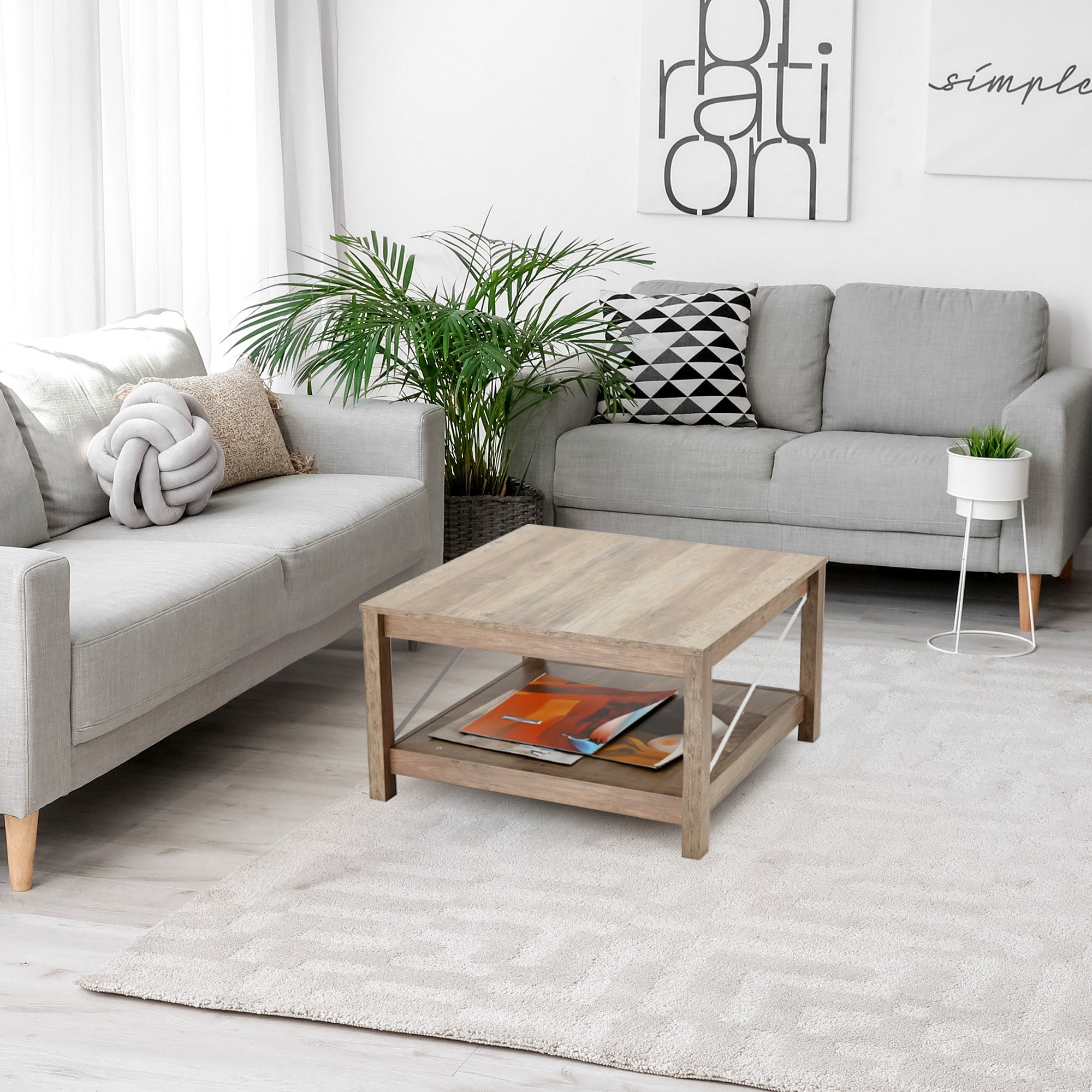 JOMEED 31.5" Square Coffee Table Modern Living Room Furniture, Beige (For Parts) - VMInnovations