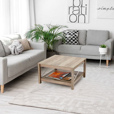 JOMEED 31.5" Square Coffee Table Modern Living Room Furniture, Beige (For Parts) - VMInnovations