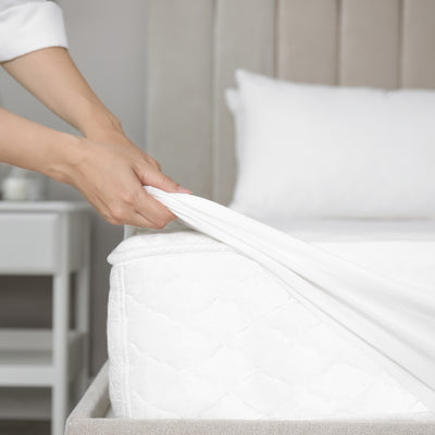 Sleepgram Breathable Sweat Proof Cotton Cover Mattress Protector, Queen, White - VMInnovations