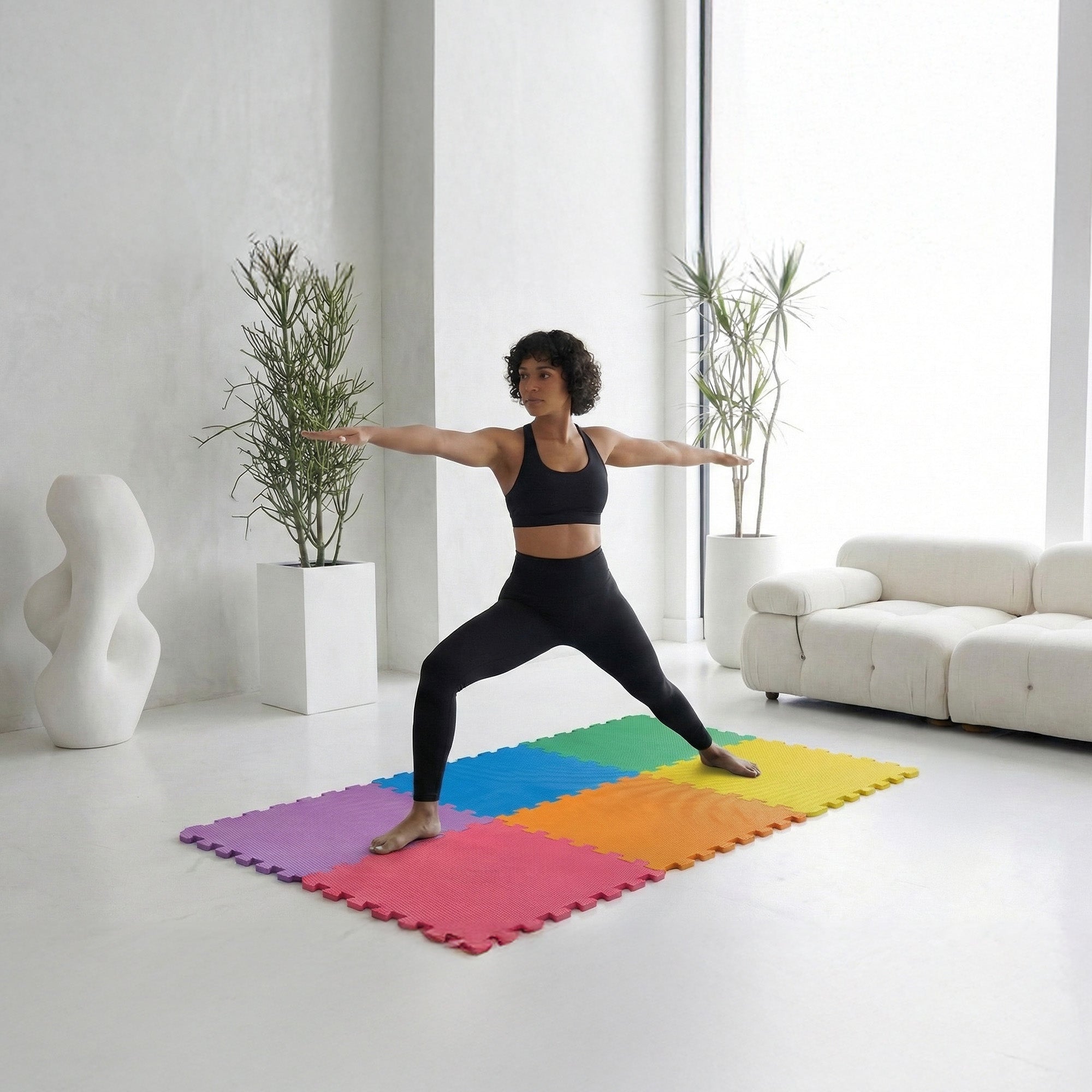 BalanceFrom Fitness 24 Sq Ft Interlocking EVA Foam Exercise Mat Tiles, Multi - VMInnovations